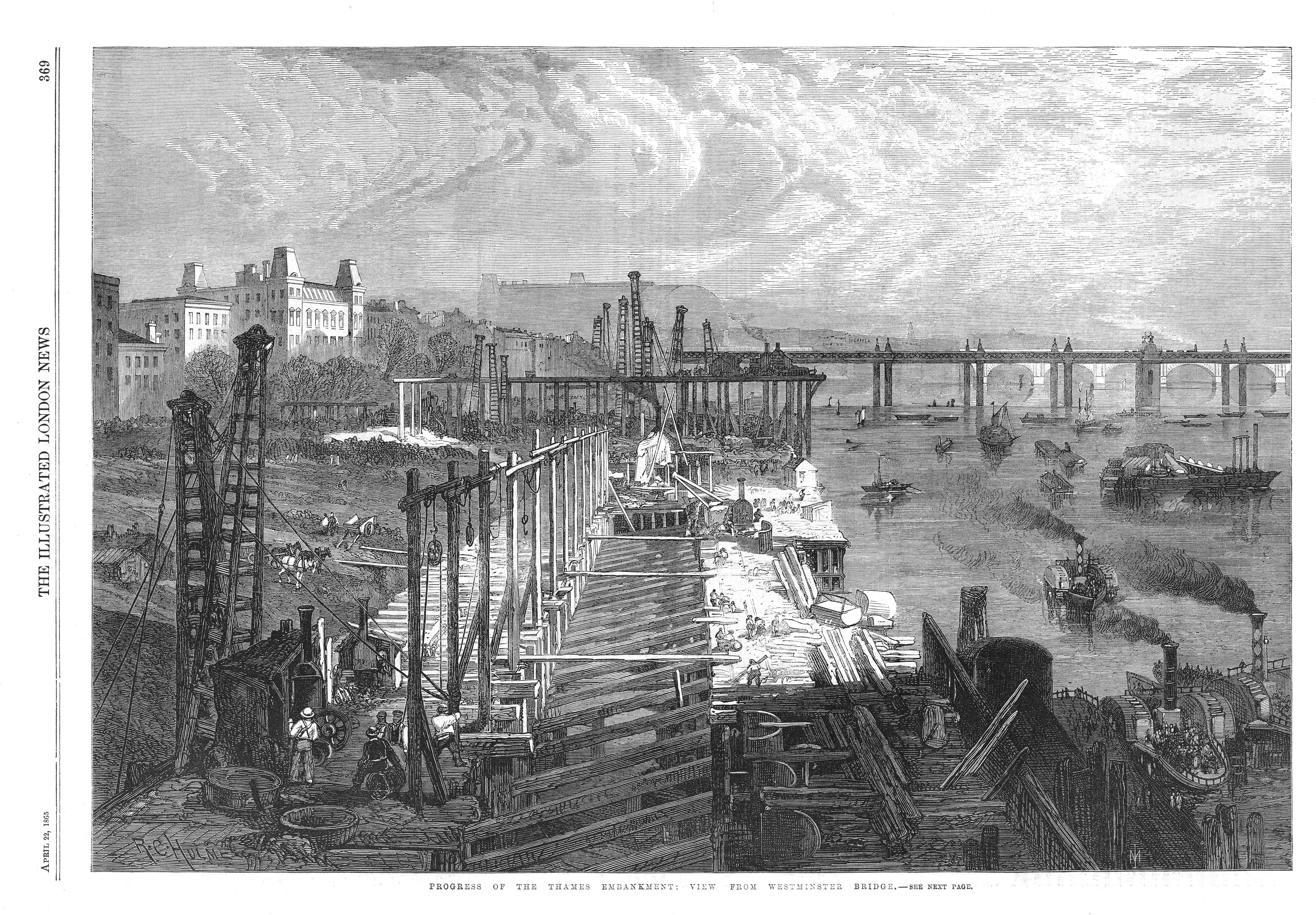 London Embankment Victoria,river view,prints Illustrated London News